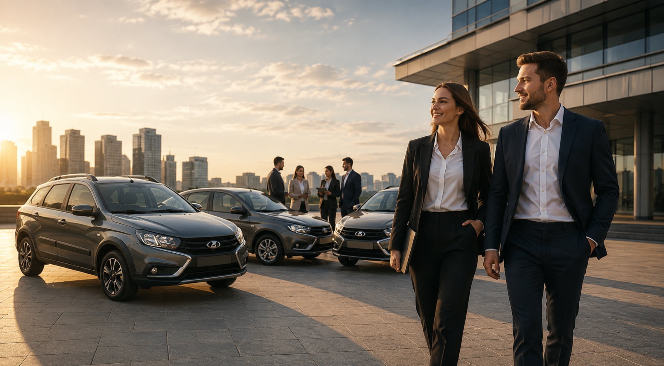 Сотрудники Dabracar у автоцентра LADA